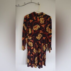 Zara Black and Gold Floral Dress